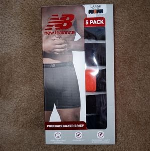 🆕New Balance 5 Pack Athletic Boxer Briefs Multi-Color Mens Large 36-38